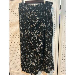 Bentley Plus Black Floral Midi Skirt Size 22 Boho Prairie Cottagecore